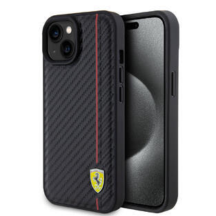 Ferrari PU Leather Carbon Red Line kryt iPhone 15