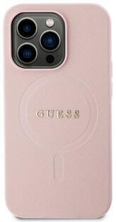 Guess Saffiano MagSafe kryt iPhone 15 Pro, Pink
