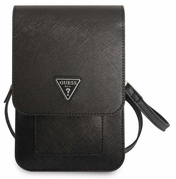 Guess PU Saffiano Triangle Logo Phone Bag, Black1