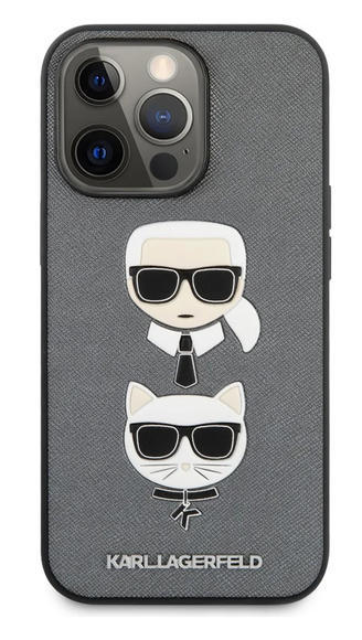 Karl Lagerfeld Saffiano Case iPhone 13 Pro, Silver1