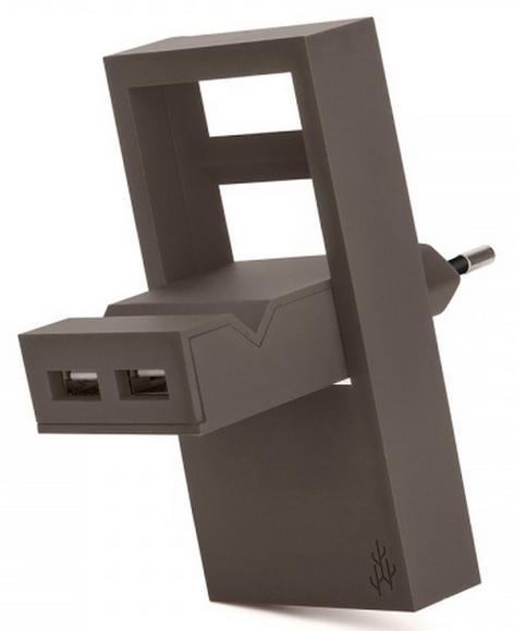 USBEPOWER ROCK Pocket charger 2Ports stand Taupe1