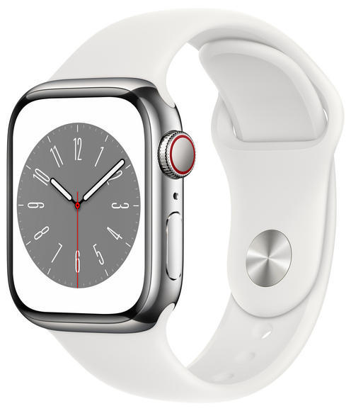 Apple Watch S8 Cell 41mm Silver Steel, White Sport1