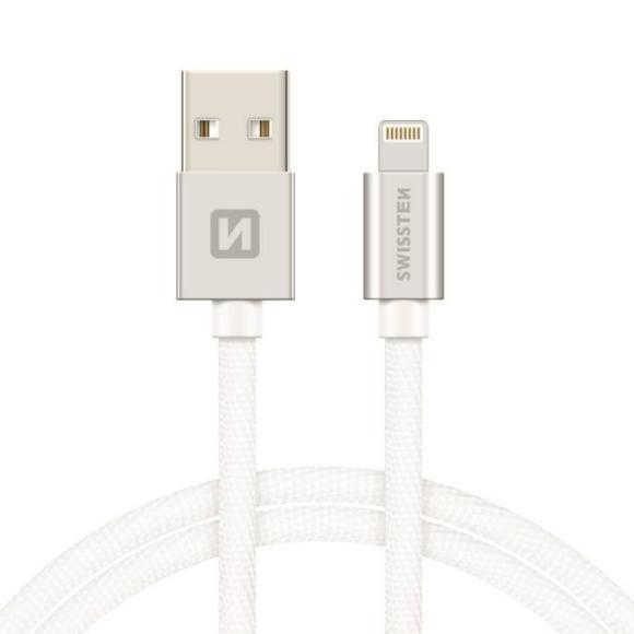 SWISSTEN datový kabel USB/Lightning MFi, 2m, stříb2