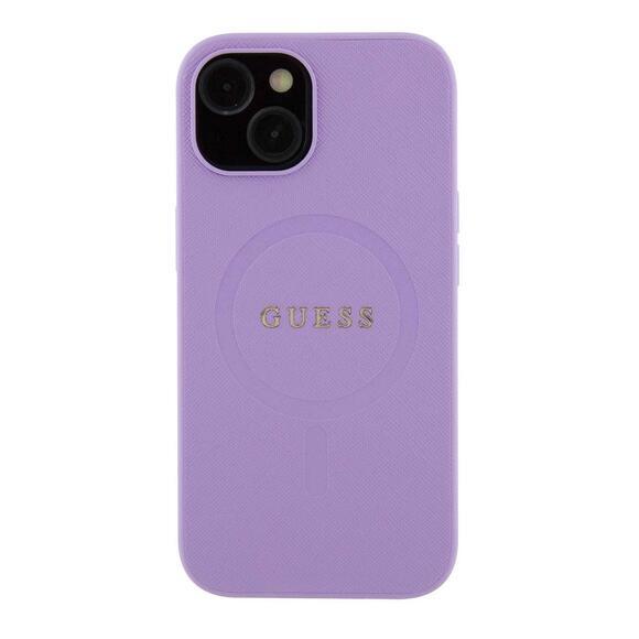 Guess Saffiano MagSafe kryt iPhone 15, Purple2