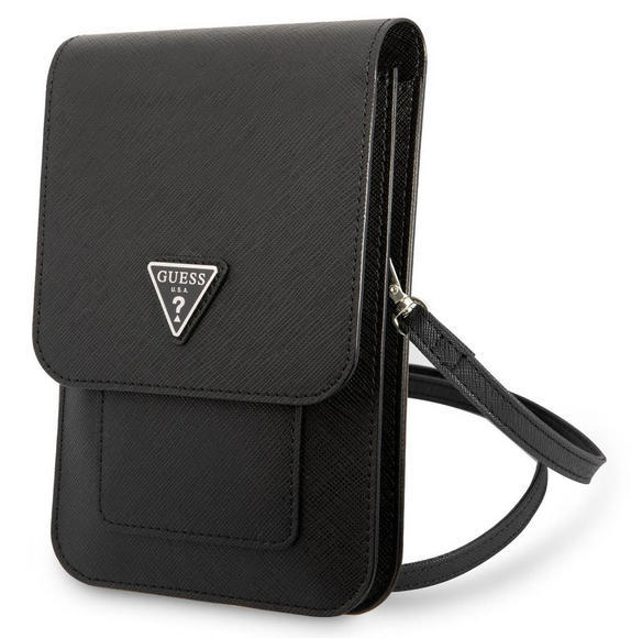 Guess PU Saffiano Triangle Logo Phone Bag, Black2