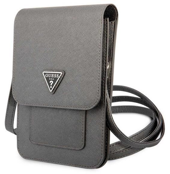 Guess PU Saffiano Triangle Logo Phone Bag, Grey2