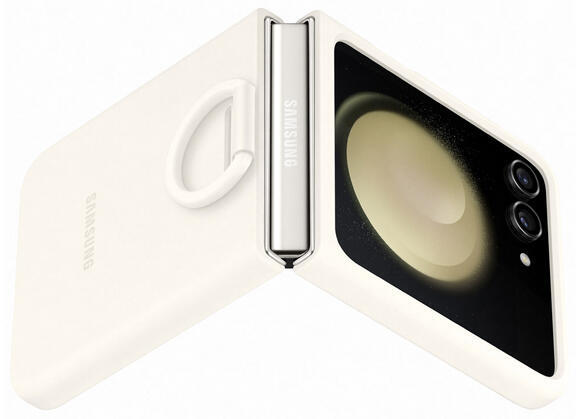 Samsung Silicone Case with Ring Z Flip 5, Cream2
