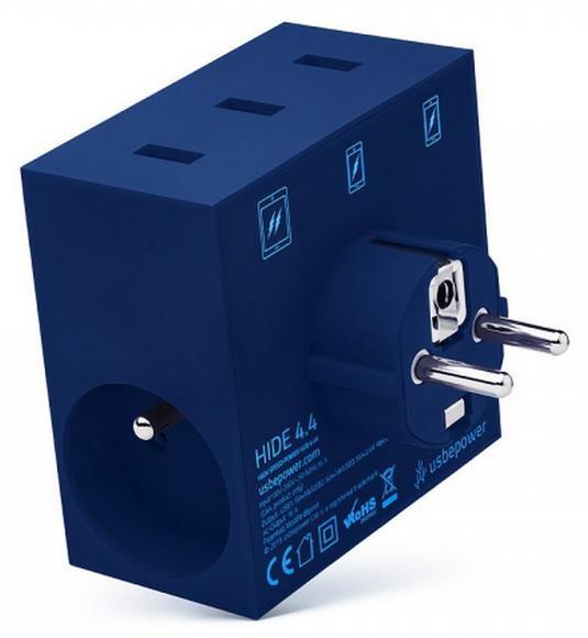 USBEPOWER HIDE Power Hub charger 3USB/2plugs Blue2