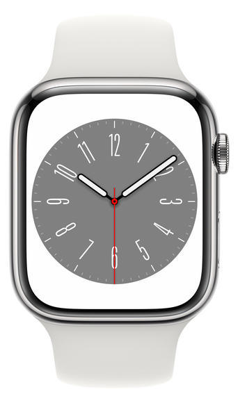 Apple Watch S8 Cell 45mm Silver Steel, White Sport2
