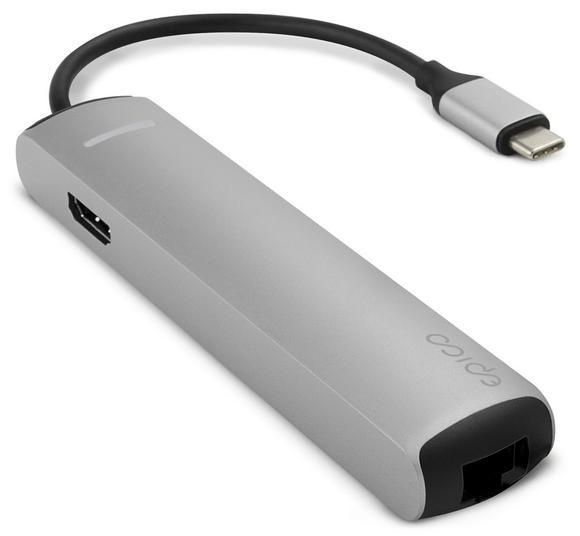 Epico USB-C hub slim Silver2