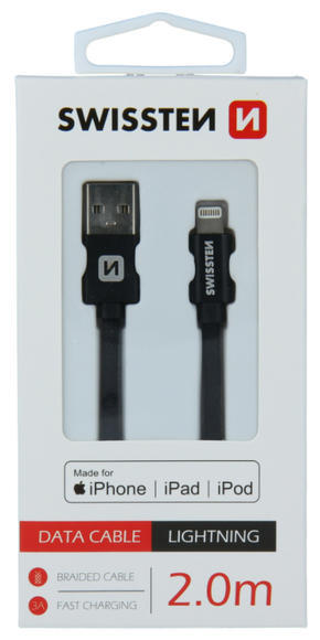 SWISSTEN datový kabel USB/Lightning MFi, 2m, černý3