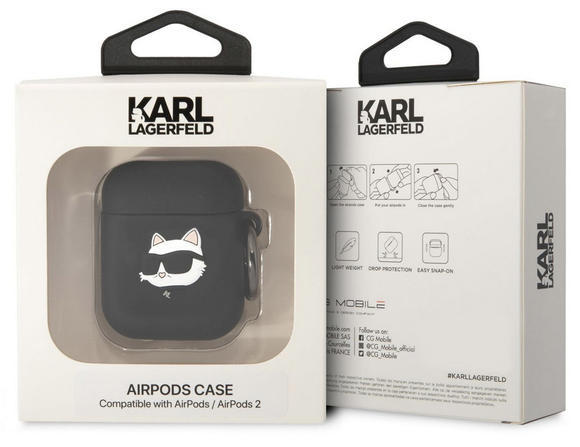 Karl Lagerfeld 3D Logo Choupette Airpods 1/2,Black3