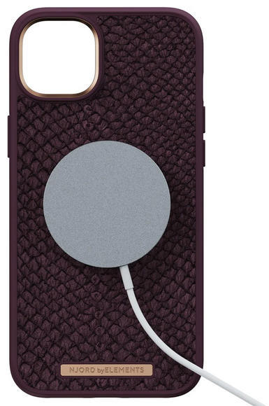 Njord Salmon Leather Case iPhone 14 Plus, Aubergin3