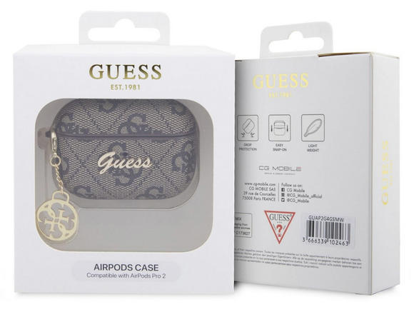 Guess 4G Script Charms PC/PU Airpods Pro 2, Brown4