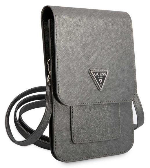 Guess PU Saffiano Triangle Logo Phone Bag, Grey4