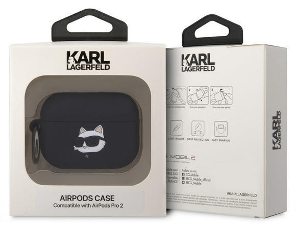 Karl Lagerfeld 3D Logo Choupette Airpods Pro2, Black4