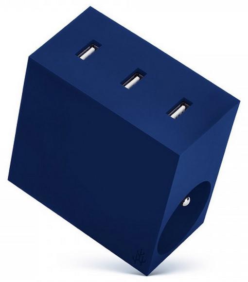 USBEPOWER HIDE Power Hub charger 3USB/2plugs Blue4