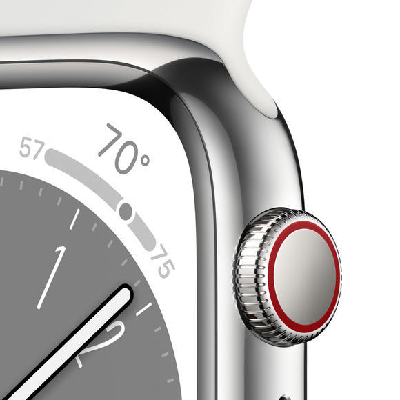 Apple Watch S8 Cell 41mm Silver Steel, White Sport4