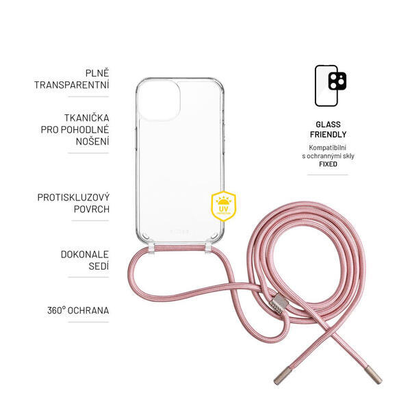 FIXED pouzdro Pure Neck Apple iPhone 15, Pink5