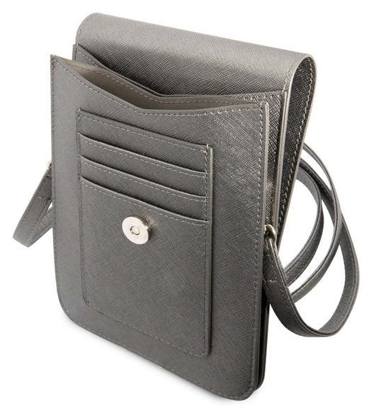 Guess PU Saffiano Triangle Logo Phone Bag, Grey5