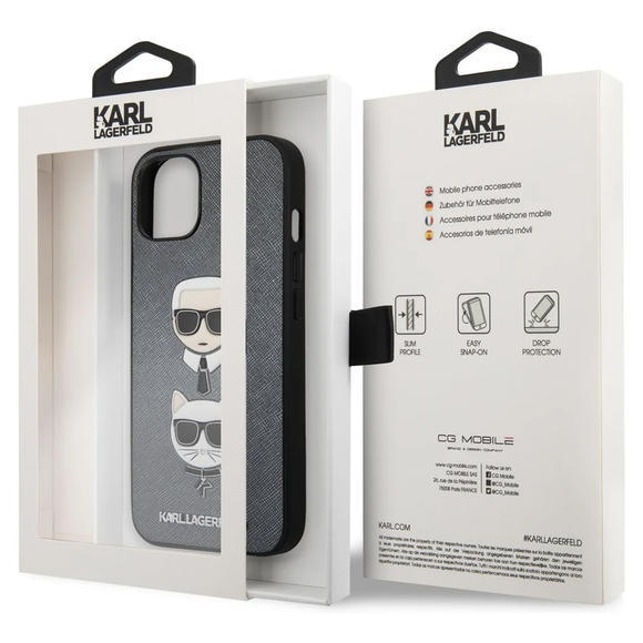 Karl Lagerfeld Saffiano Case iPhone 13 mini,Silver5