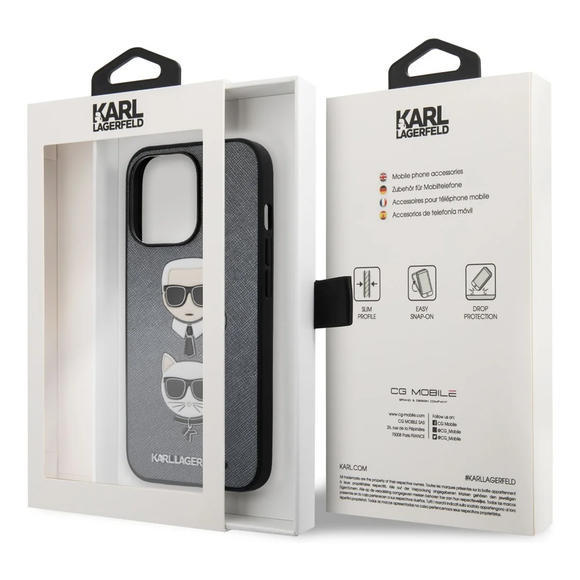 Karl Lagerfeld Saffiano Case iPhone 13 Pro Max,Sil5