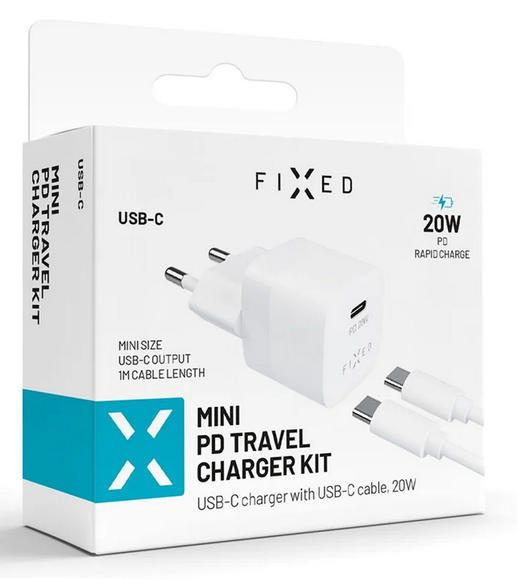 FIXED nabíječ 20W USB-C výstup + USB-C/USB-C kabel6
